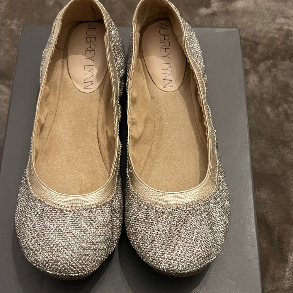 Aubrey Lynn Glittering Silver Flats